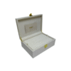 Luxury jewelry box with a fully debossed logo