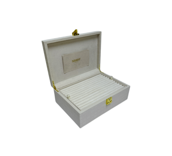 Luxury jewelry box with a fully debossed logo